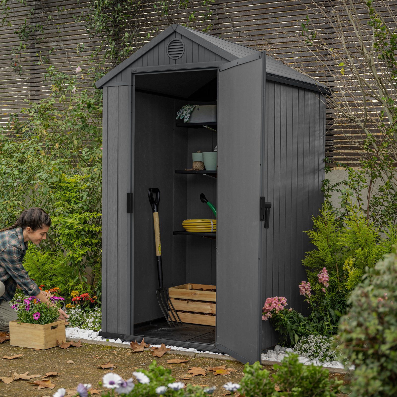 Keter Darwin 4x4 Garden Shed - Grey (1.2 x 1.2m) - Image 8