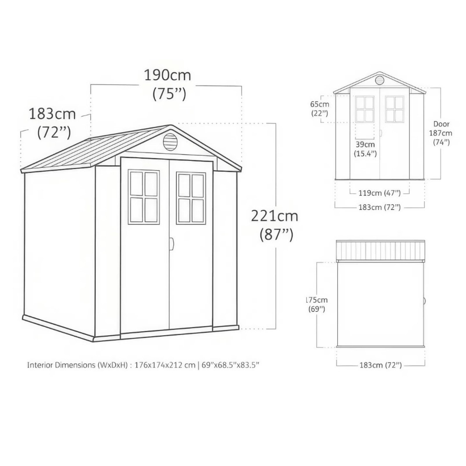 Keter Darwin 6x6 Garden Shed - Grey (1.9 x 1.8m) - Image 2