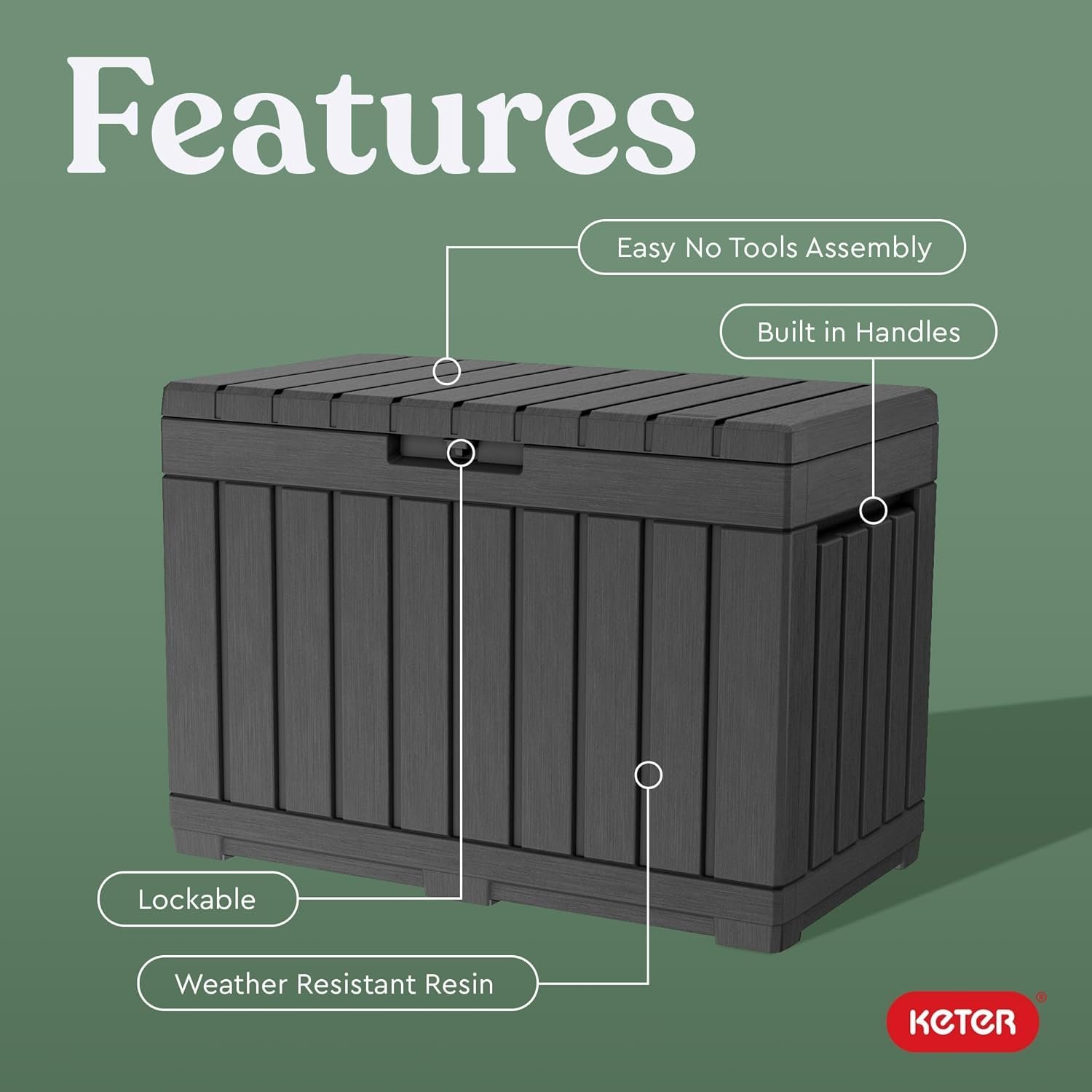 Keter Kentwood 190L Storage Box- Graphite - Image 3