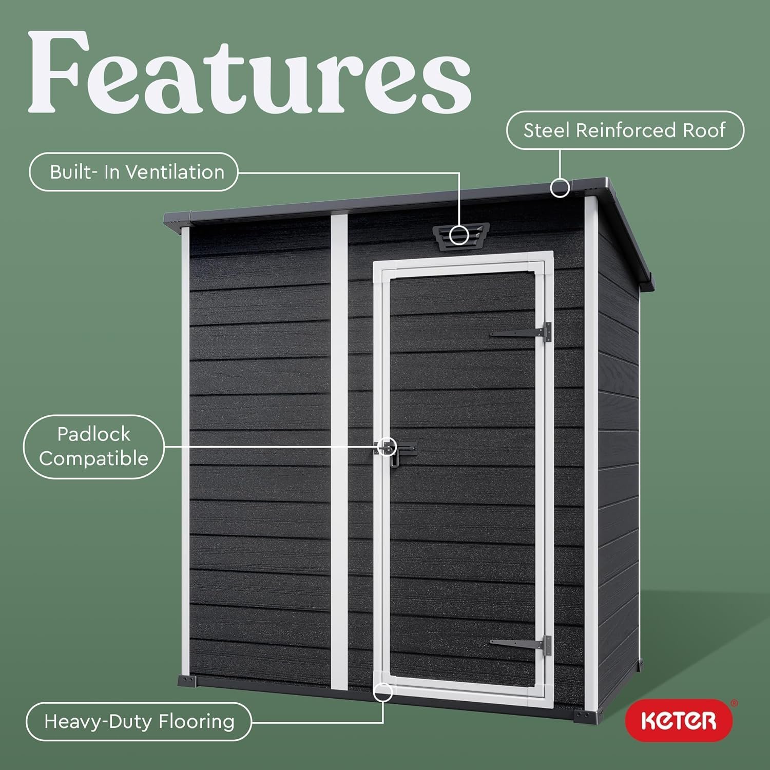 Manor Pent Essential 6x4 Garden Shed - Dark Grey (1.8 x 1.1m) - Image 4