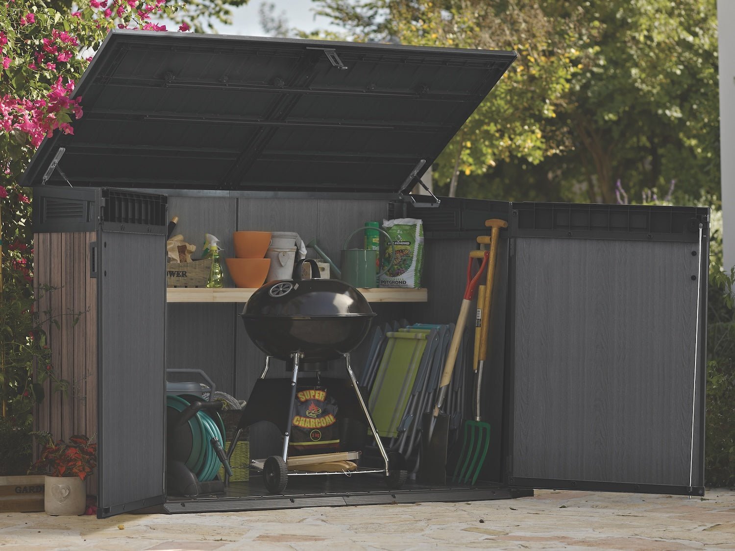 Keter Signature Horizontal Shed - Rosewood Look 2020L - Image 15