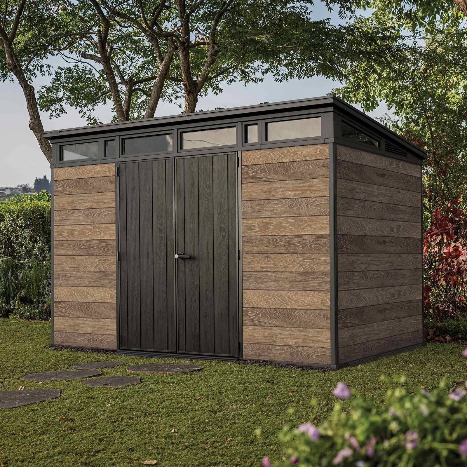Keter Signature Pent 11x7 Shed - Walnut Look (3.4 x 2.2m) - Image 11