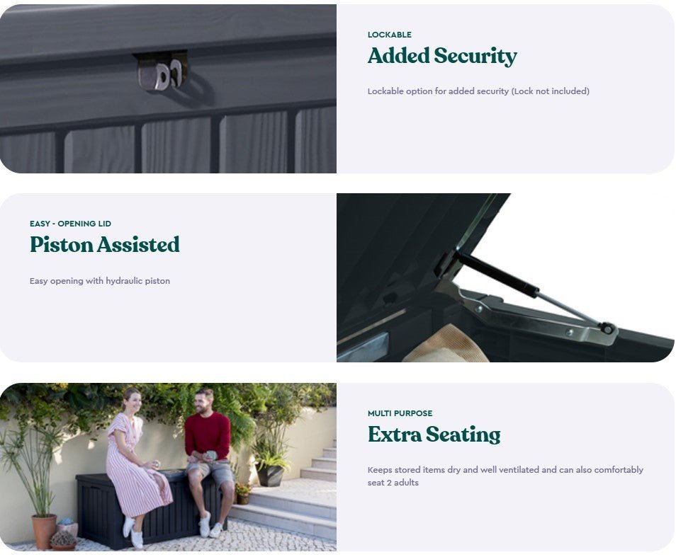 Keter Rockwood 570L Storage Box - Anthracite - Image 4