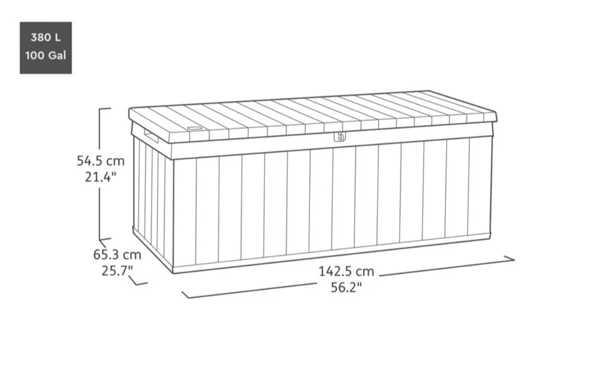 Keter Darwin 380L Storage Box - Grey - Image 2